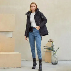 Casual hooded women winter coat parka Zipper pocket padded jacket coat - Femstylo