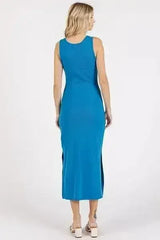 Mittoshop Side Slit Wide Strap Midi Tank Dress - Femstylo