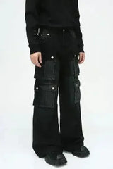 Multi-Pocket Cargo Wide-Leg Jeans - Femstylo