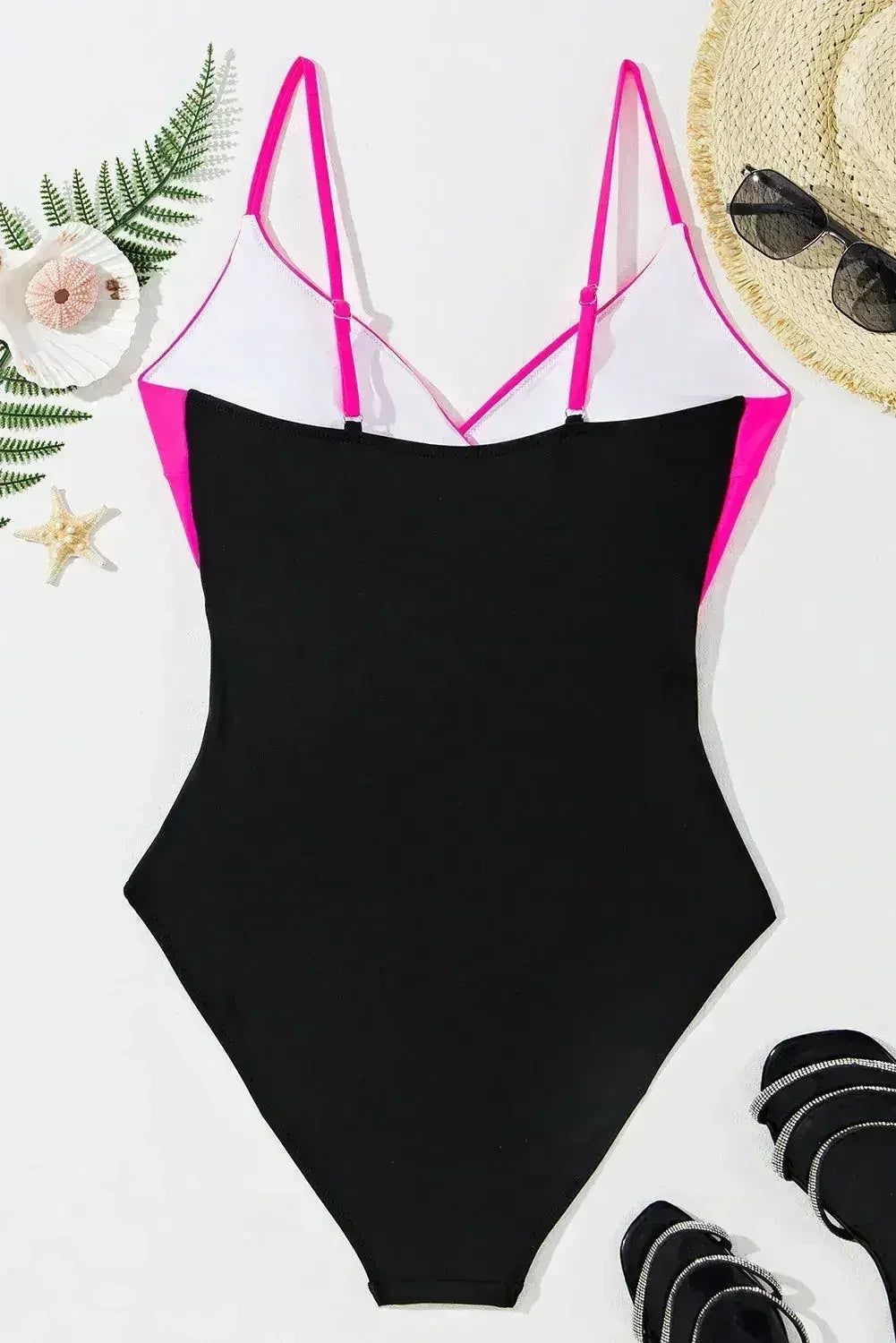 Light Blue Crossover Colorblock Cutout One Piece Swimsuit - Femstylo