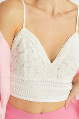 Love Tree Textured Lace Crop Cami - Femstylo