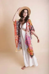 Boho Floral Patchwork Kimono - Femstylo