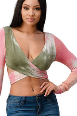 Tie-Dye Wrap Crop Top - Femstylo