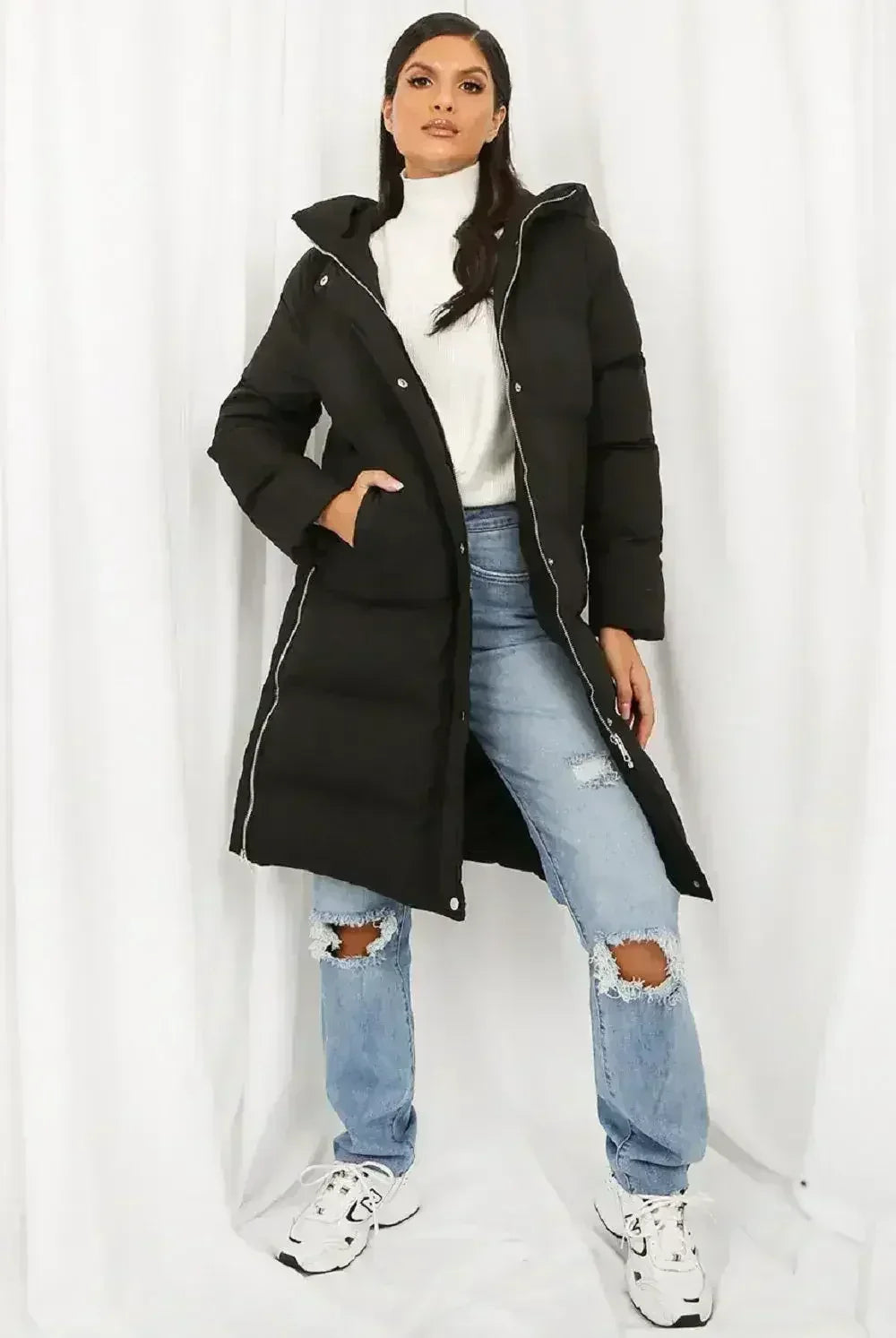 Hooded Longline Puffer Coat - Femstylo