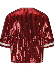 Sequin Football Top - Sparkling Half-Sleeve Blouse | Femstylo - Femstylo