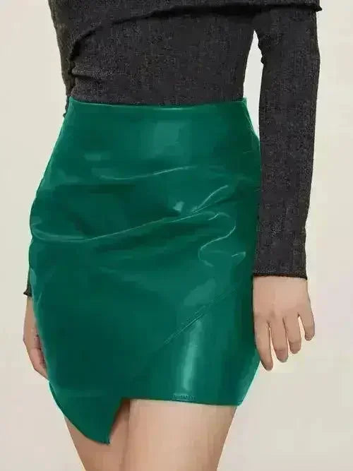Ruched Mini Skirt with Zipper - Femstylo