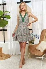 ADORA Lace Detail V-Neck Sleeveless Mini Dress - Femstylo