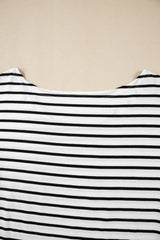 Black Stripe Half Sleeve Scoop Neck Loose Top