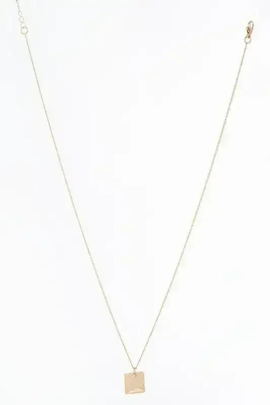 Gold Twisted Ring & Square Pendant Necklace Set - Nickel-Free - Femstylo