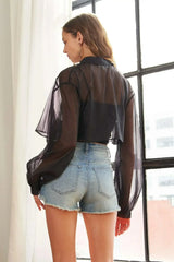 ADORA See Through Crop Shirt - Femstylo