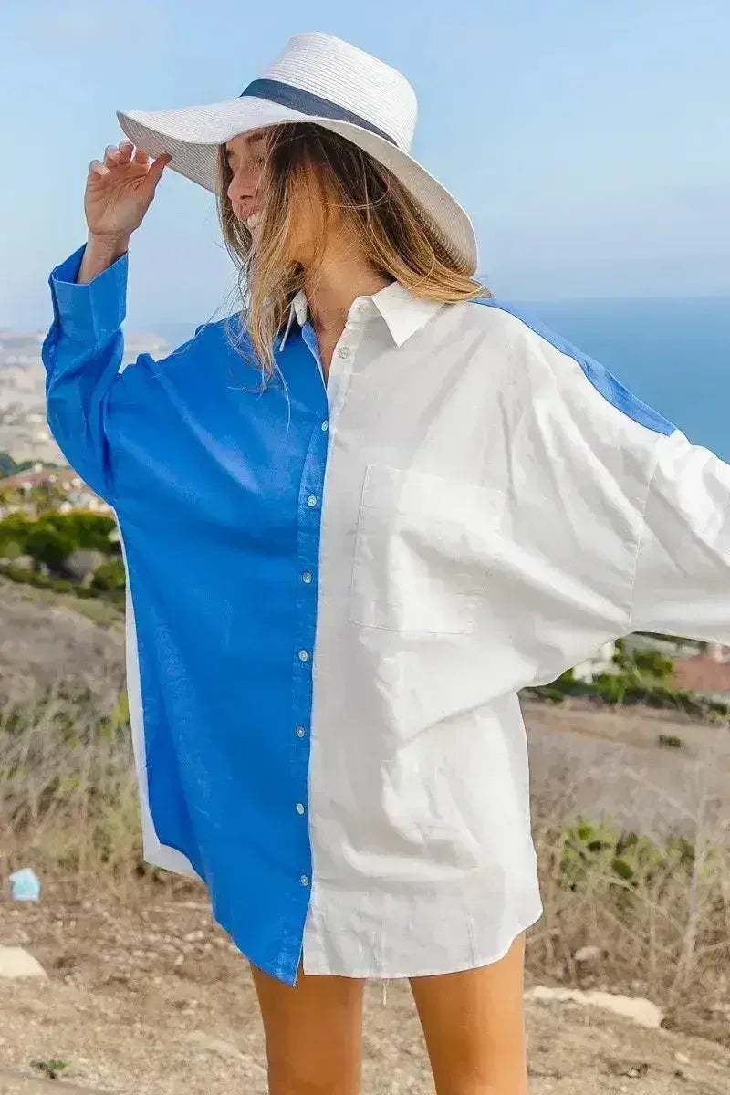 BiBi Oversized Color Block Shirt - Femstylo