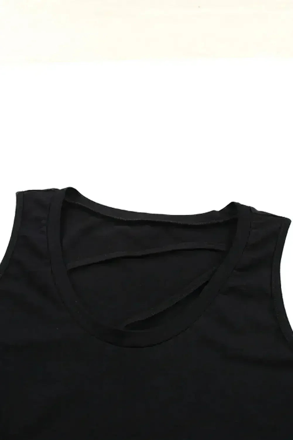 Black Strappy Hollow-out Neck Tank Top - Femstylo