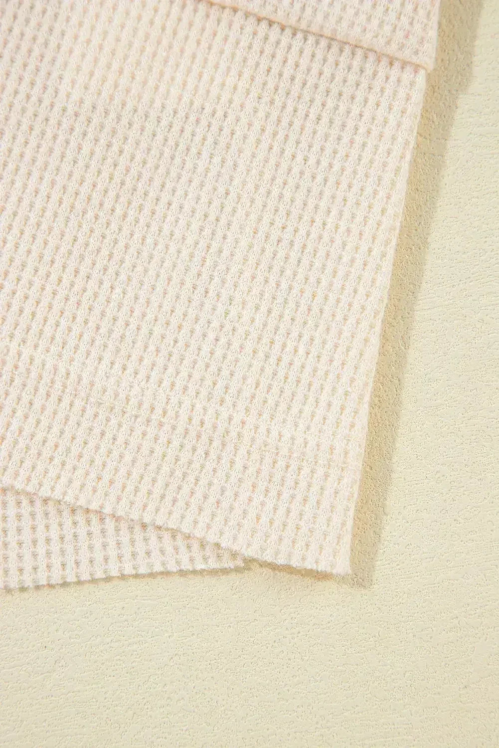 Pink Waffle Long Sleeve Collared Half Button Relaxed Fit Top - Femstylo