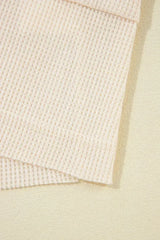 Pink Waffle Long Sleeve Collared Half Button Relaxed Fit Top - Femstylo