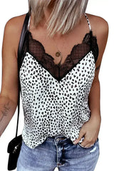 Spaghetti Strap Printed Lace Tank Top - Femstylo