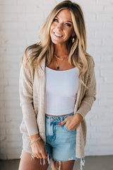 Redwood Burl Mix Pattern Hollow Knit Open Front Cardigan