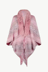 Open Front Fringe Hem Poncho - Femstylo