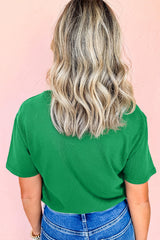 Bright Green Santa Clause Embroidered T Shirt