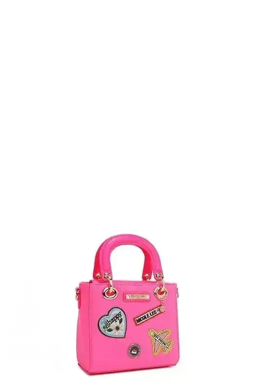 Pink Color Patch Handbag - Top Handle & Crossbody | Femstylo - Femstylo