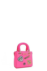 Pink Color Patch Handbag - Top Handle & Crossbody | Femstylo - Femstylo