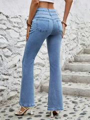 High Waist Flare Jeans with Pockets - Femstylo