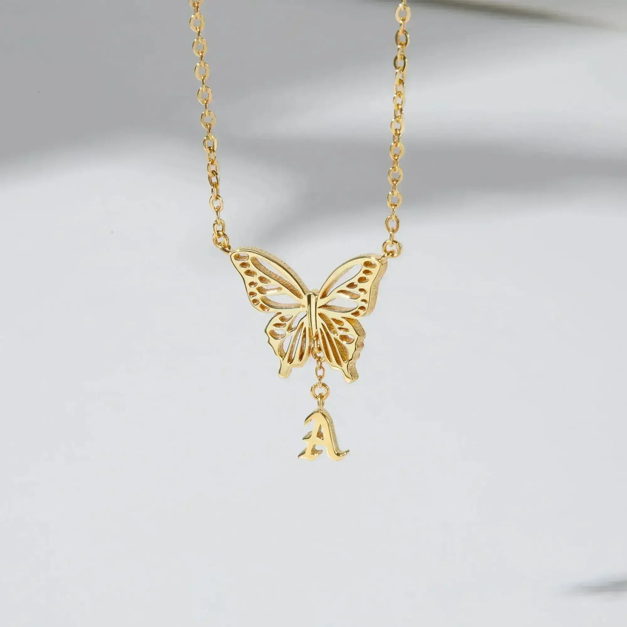Custom Letter Necklace, Initial Jewelry, Initial Butterfly Necklace - Femstylo
