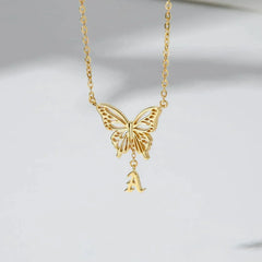 Custom Letter Necklace, Initial Jewelry, Initial Butterfly Necklace - Femstylo