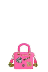 Pink Color Patch Handbag - Top Handle & Crossbody | Femstylo - Femstylo