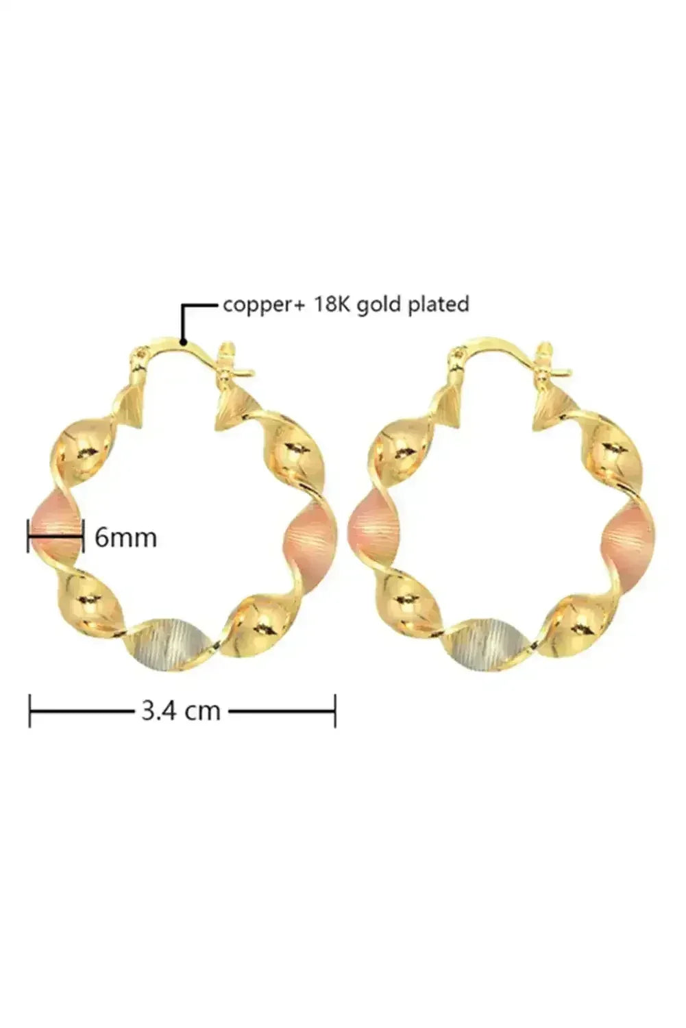 Gold Twisted Round Hoop Earrings - Femstylo