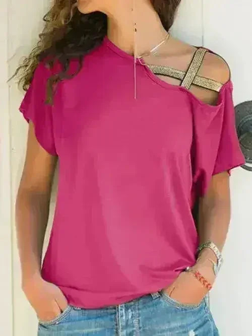 Asymmetrical Neck T-Shirt – Modern Basic with Edge - Femstylo