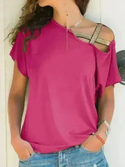Asymmetrical Neck T-Shirt – Modern Basic with Edge - Femstylo