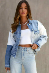 Sky Blue Denim Hem Jacket - Femstylo