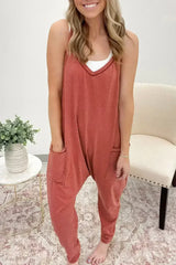 Gold Flame Solid Color Loose Fit Harem Jumpsuit - Femstylo