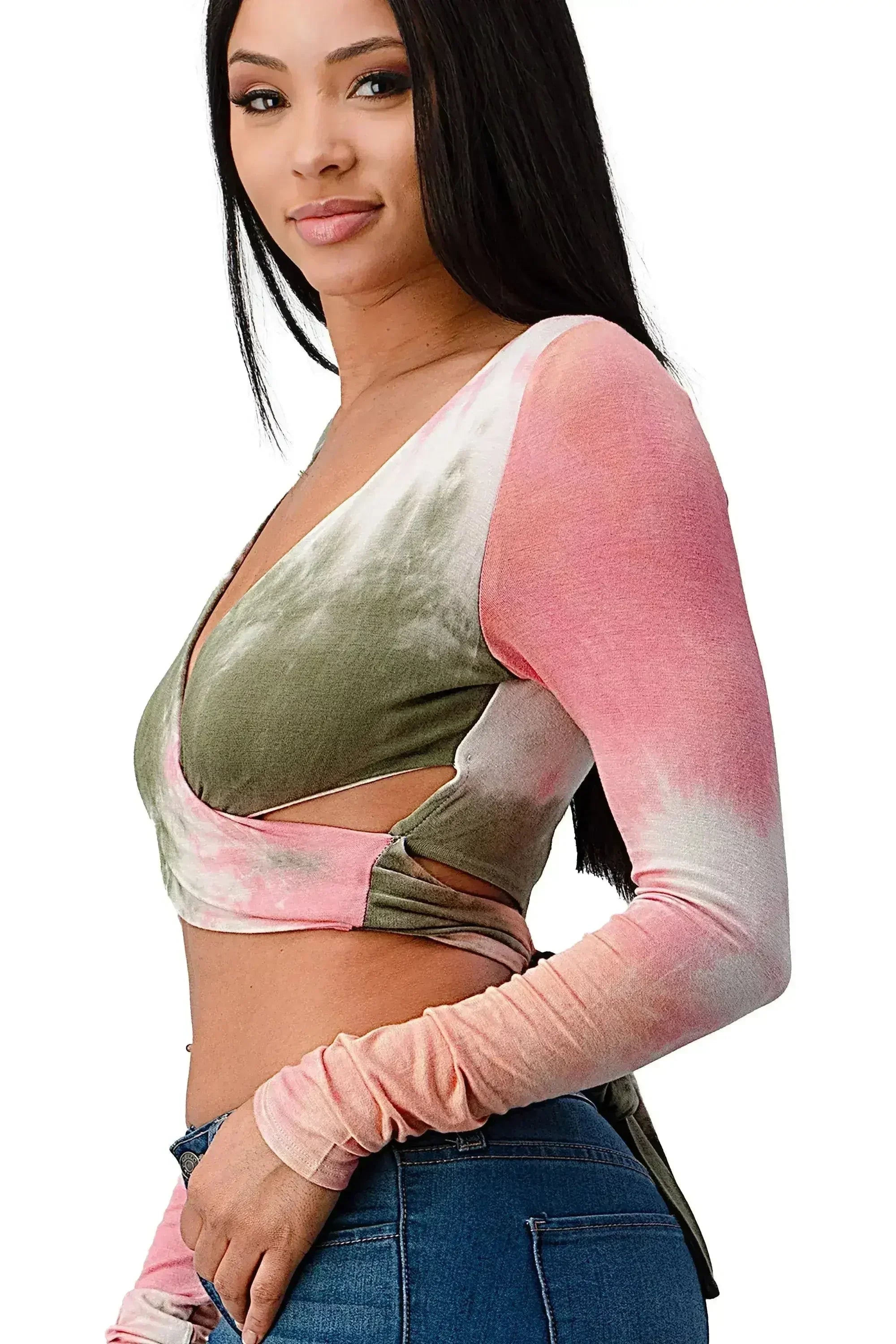 Tie-Dye Wrap Crop Top - Femstylo