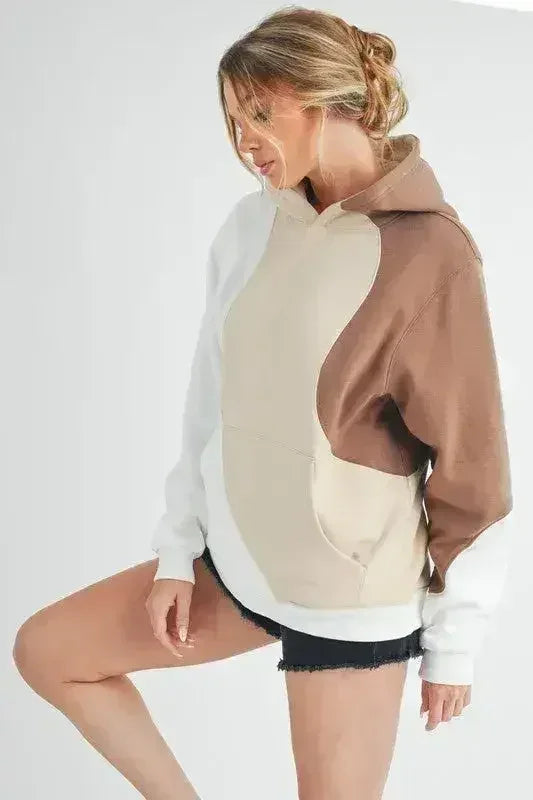 Color Block Hoodie - Kangaroo Pocket Pullover | Aemi + Co | Femstylo - Femstylo