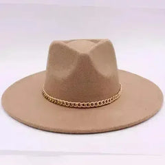 Chain Belt Fedora Hat - Suede-Like Polyester Hat | Femstylo - Femstylo