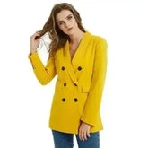 Sequined Blazer Yellow Jacket - Sparkling Office Coat | Femstylo - Femstylo