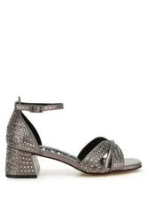 Babylon Low Block Heel Rhinestone Sandals - Femstylo