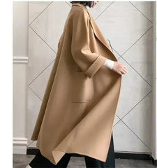 Water Ripple Cashmere Women's Long Reversible Coat – Luxury & - Femstylo