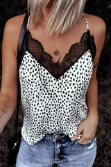 Spaghetti Strap Printed Lace Tank Top - Femstylo