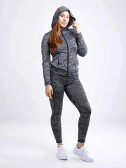 Athletic Fitted Zip-Up Hoodie Jacket with Pockets - Femstylo