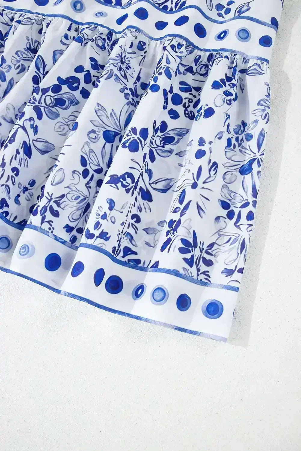 Sky Blue Floral Print Square Neck Bubble Sleeve High Waist Maxi Dress - Femstylo