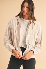 Real Teal Corduroy Zip-Up Hooded Jacket – Femstylo