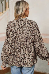 Light Leopard Print Balloon Sleeve Loose Blouse | Femstylo - Femstylo