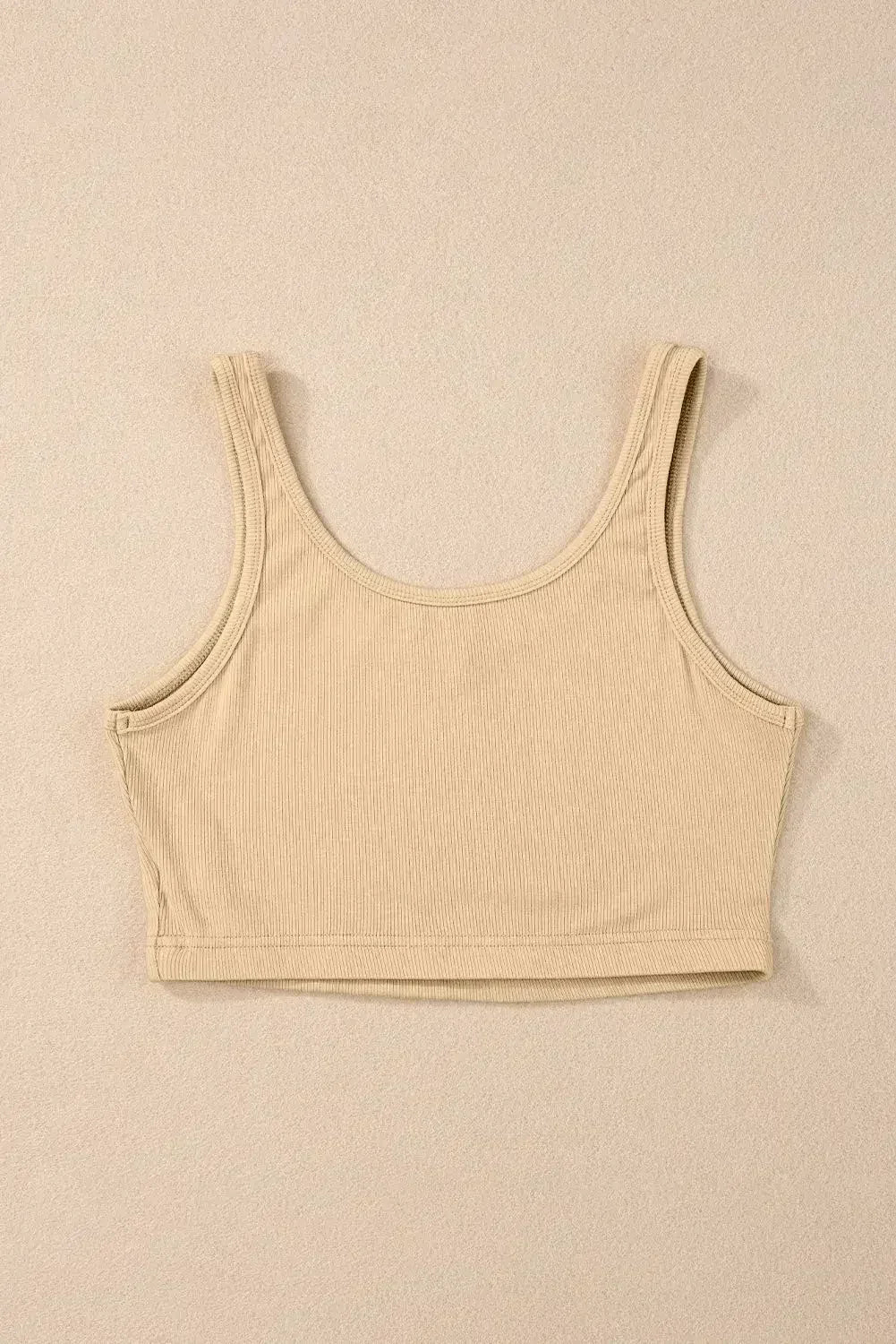 Black Solid Color Ribbed Knit Crop Tank Top - Femstylo