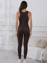 Half Zip Wide Strap Active Jumpsuit - Femstylo