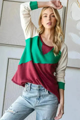 HOPELY Full Size Color Block Long Sleeve T-Shirt - Femstylo