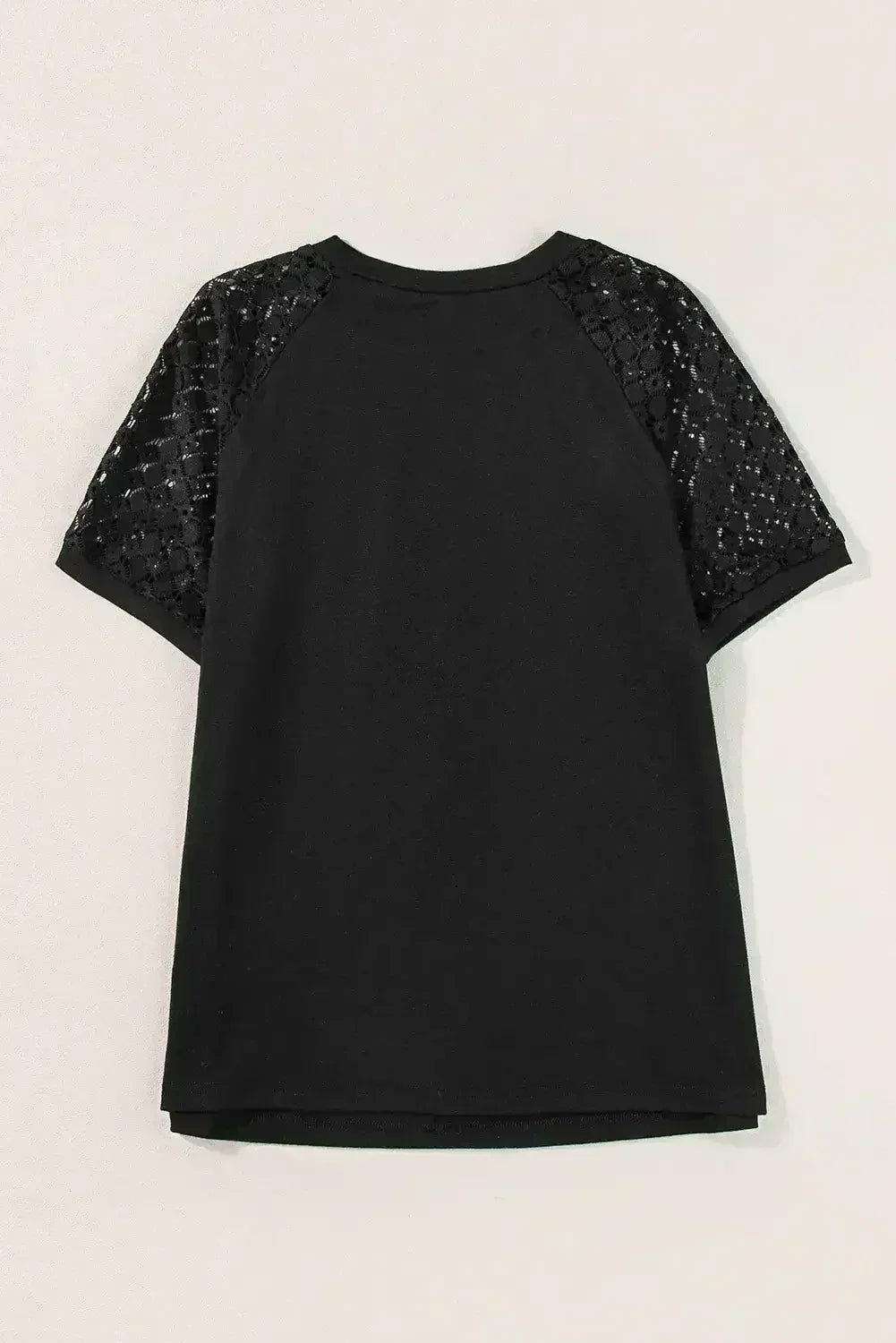 Pale Khaki Seamed Detail Contrast Lace Raglan Sleeve Tee - Femstylo