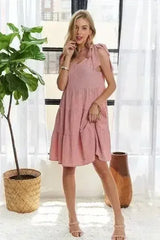 ADORA V-Neck Tie Shoulder Dress - Femstylo