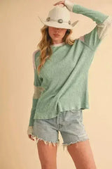 Aemi + Co Raw Seam Knit Top - Color Block Cotton Blend | Femstylo - Femstylo